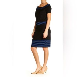 Max Studio Black and Blue Sweater Dress with Short Sleeves‎ Size Large